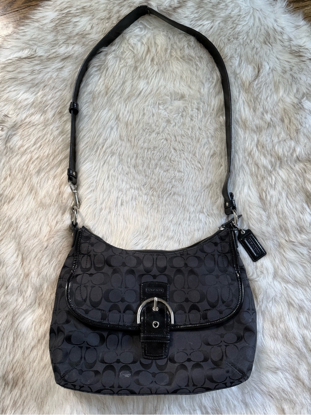 Coach Black Signature Monogram Shoulder Bag